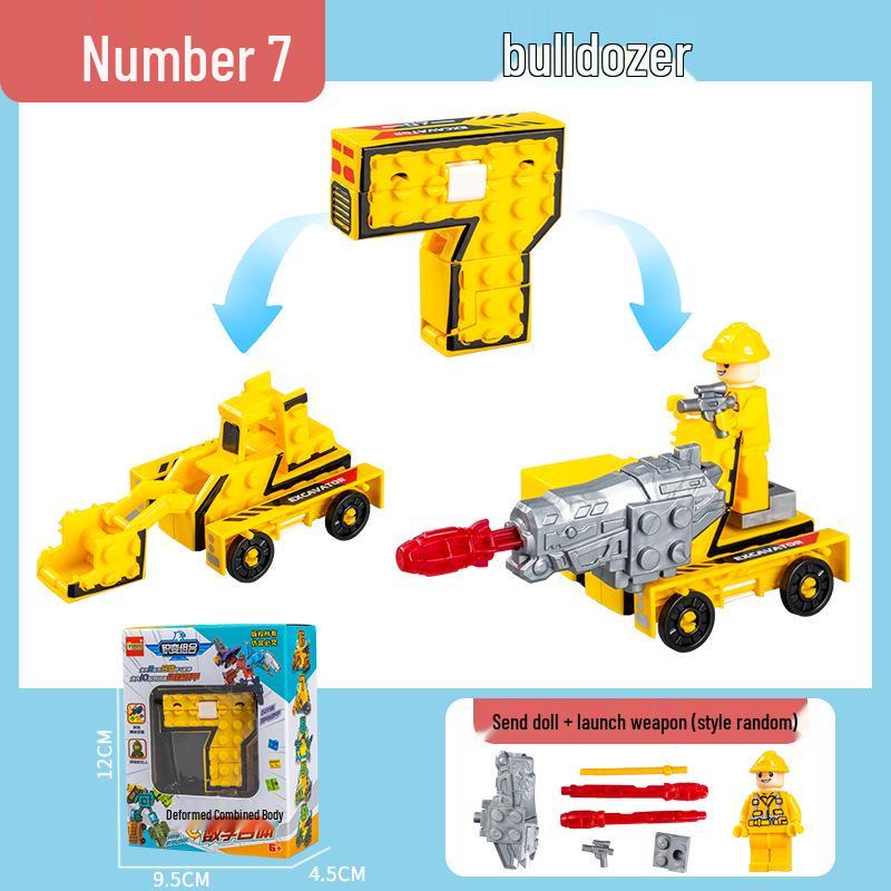Large Kids' Number Symbol Transforming Robot Car Toy Set