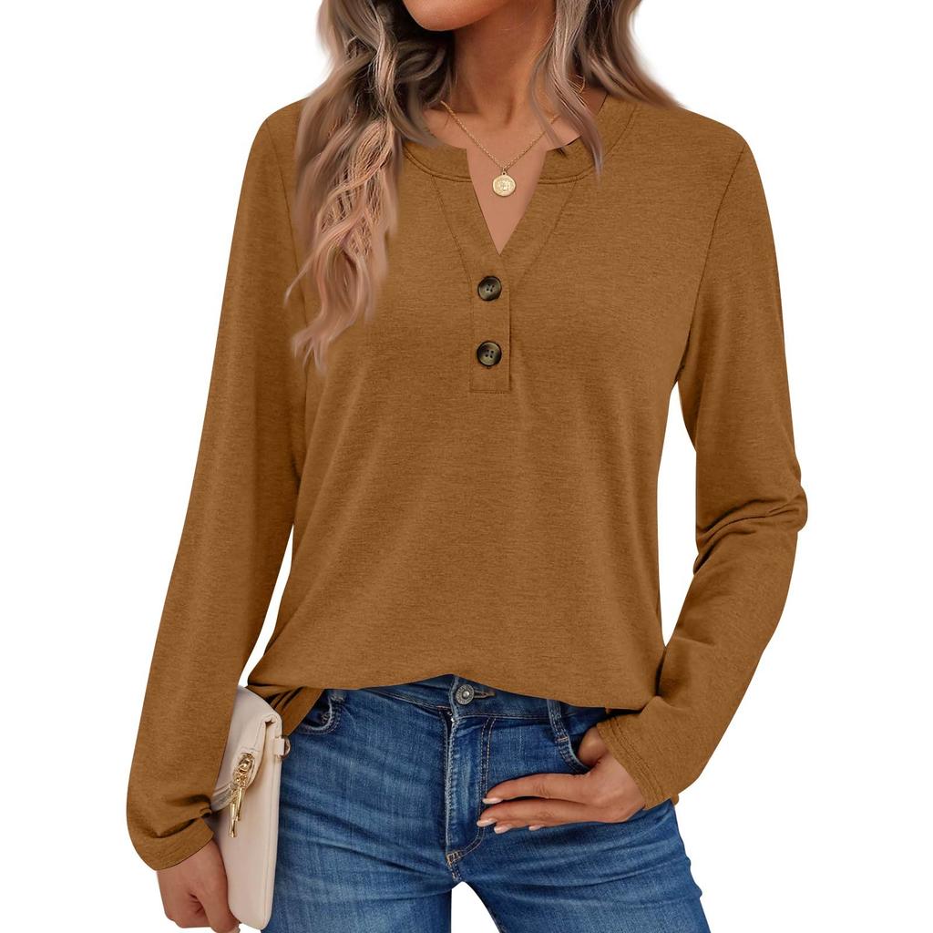 Women's Solid Color Long Sleeve Shirts Elegant Casual Tops Trendy Shirts Tops