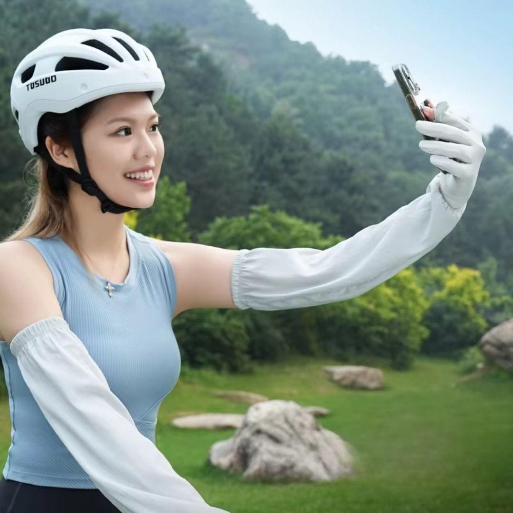 Flip-finger Ice Silk Sleeves Gloves Anti-UV Cycling Gloves Breathable Sunscreen Sleeve Outdoor