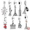 Hot S925 Sterling Silver Camera Eiffel Tower Statue of Liberty Dangle Castle Bead Fit Original  Bracelet DIY Charm Jewelry