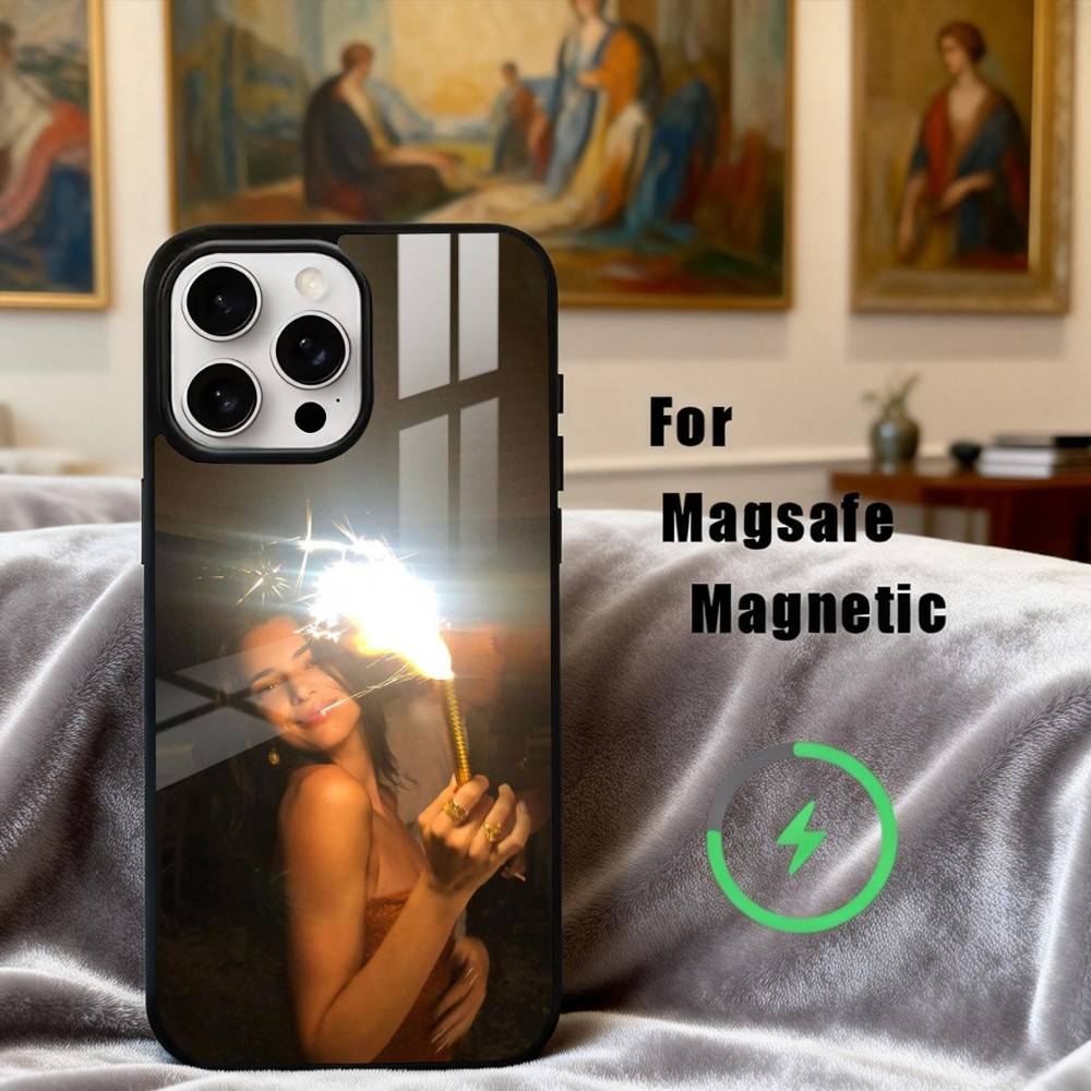 Красивый чехол для телефона модели K-Kendall J-Jenner для iPhone17,16,15,14,13,12,11 Plus,Pro Max Магнитный для беспроводной зарядки Magsafe