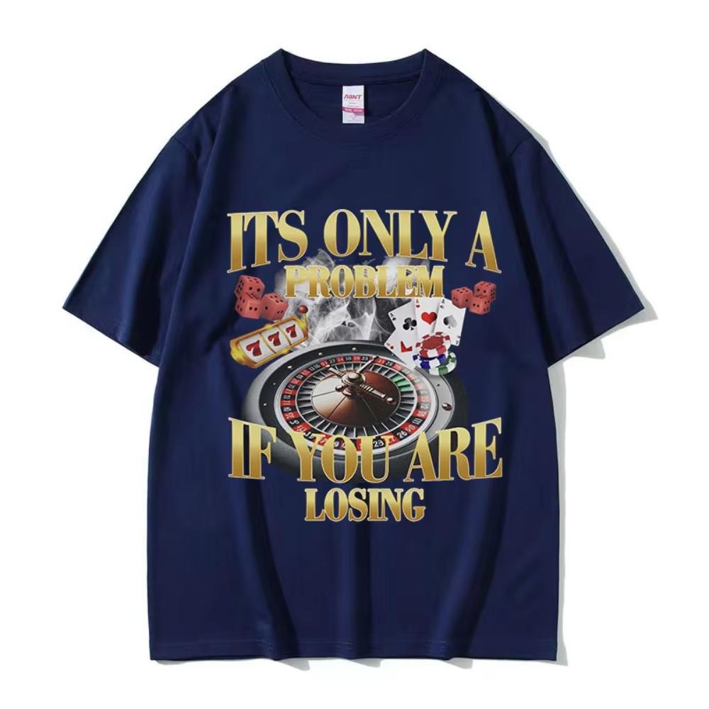 Победители Никогда Не Сдаются Забавная Мем Футболка для Азартных Игр Мужская Винтажная Высококачественная Модная Женская Футболка Повседневная Хлопковая Футболка Оверсайз