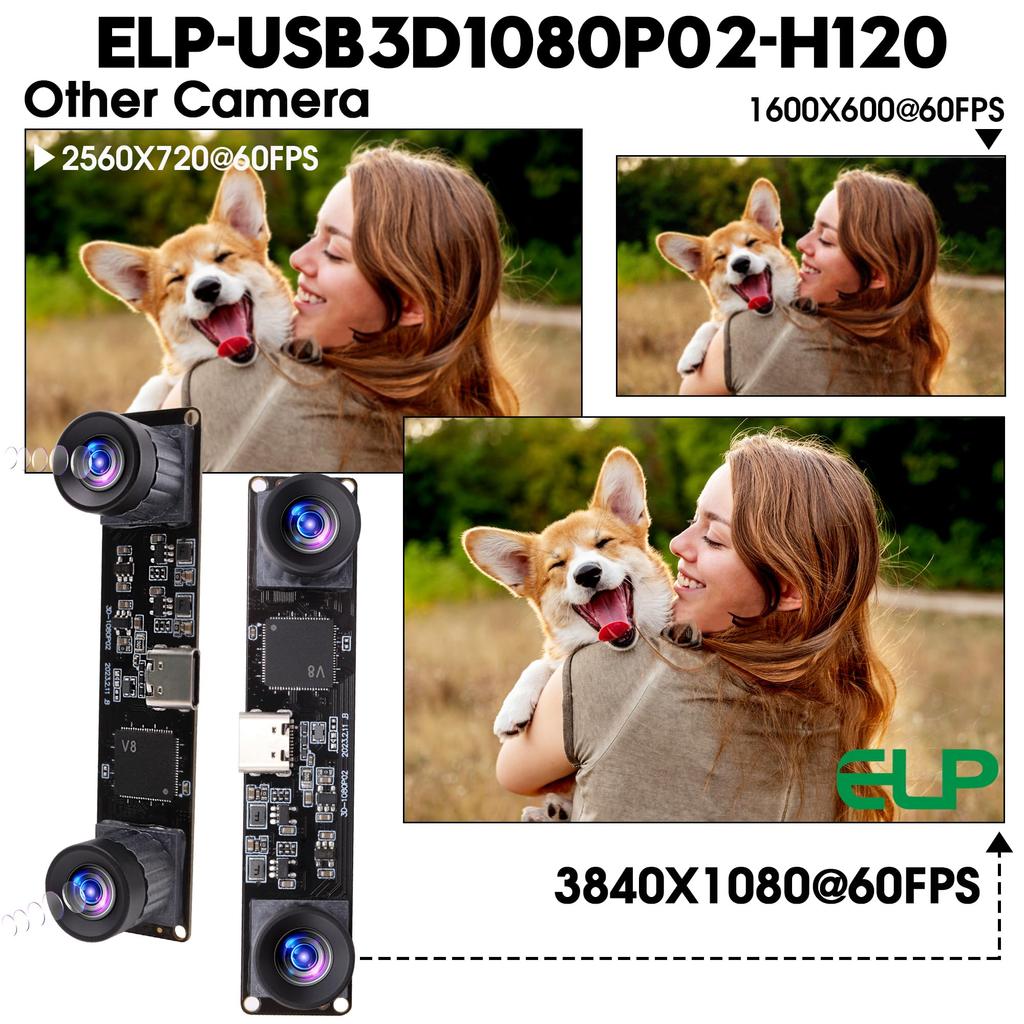 ELP 4MP USB камера с двумя объективами, широкоугольная синхронизированная ПК-камера, высокоскоростная 1080P 60 кадров в секунду, камера с подсветкой, бинокулярная веб-камера, мини-камера с лазерной гравировкой UVC