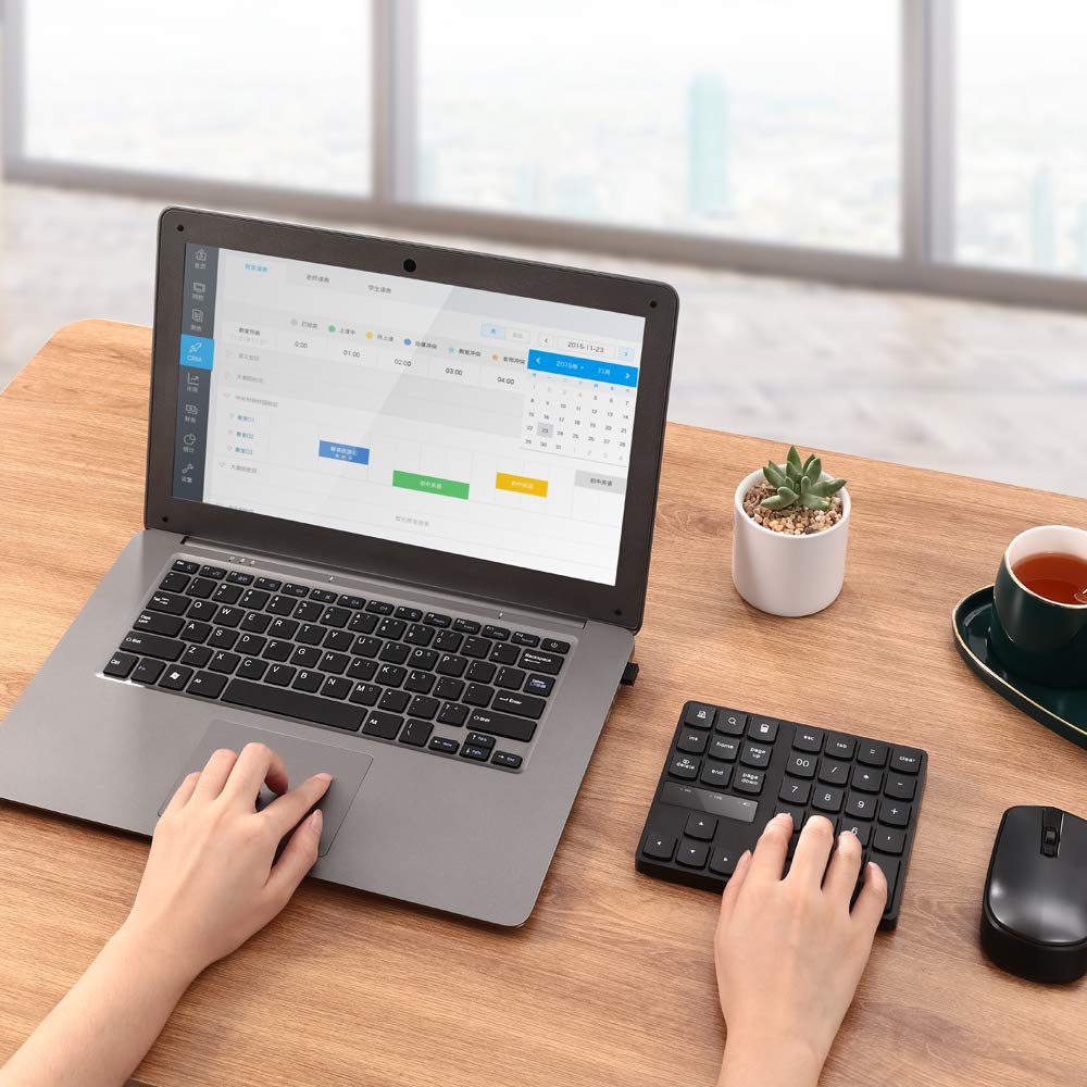 Skyeen Mini Numeric Keypad, 35-Key 2.4G Wireless Ultra-Slim Portable Keyboard with Screen Display, Indicator Lights, Built-in Rechargeable Battery,