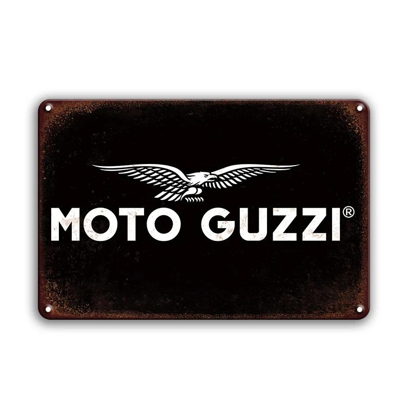 Vintage Motorcycle Guzzi Metal Sign Retro Plate Decorative Plaque Wall Decor Garage Man Cave Motor Tin Painting Wall Decor