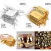 50pcs Gold Silver Metallic Organza Drawstring Pouches for Jewelry Packaging