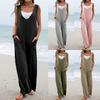 Womens Fashion Summer Solid Casual Pocket Sleeveless Suspender Jumpsuit