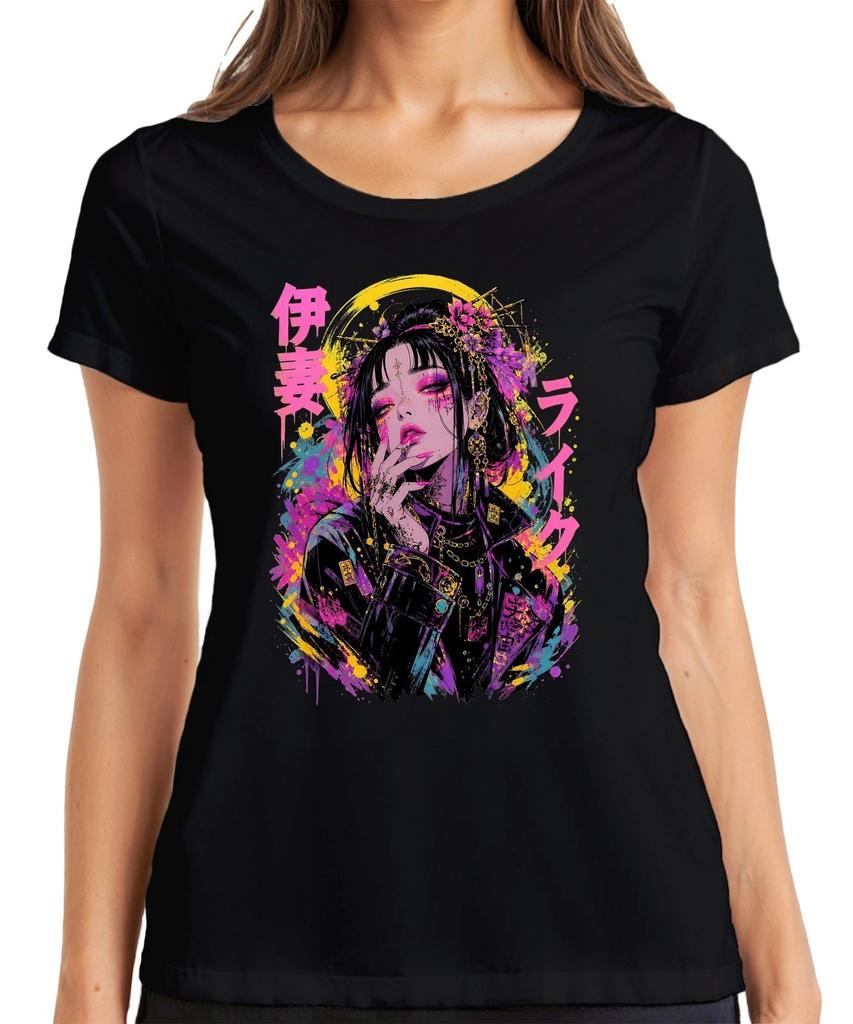 Cyberpunk Geisha Japan Anime Girl Streetwear Manga Vaporwave Otaku Women's T-Shirt