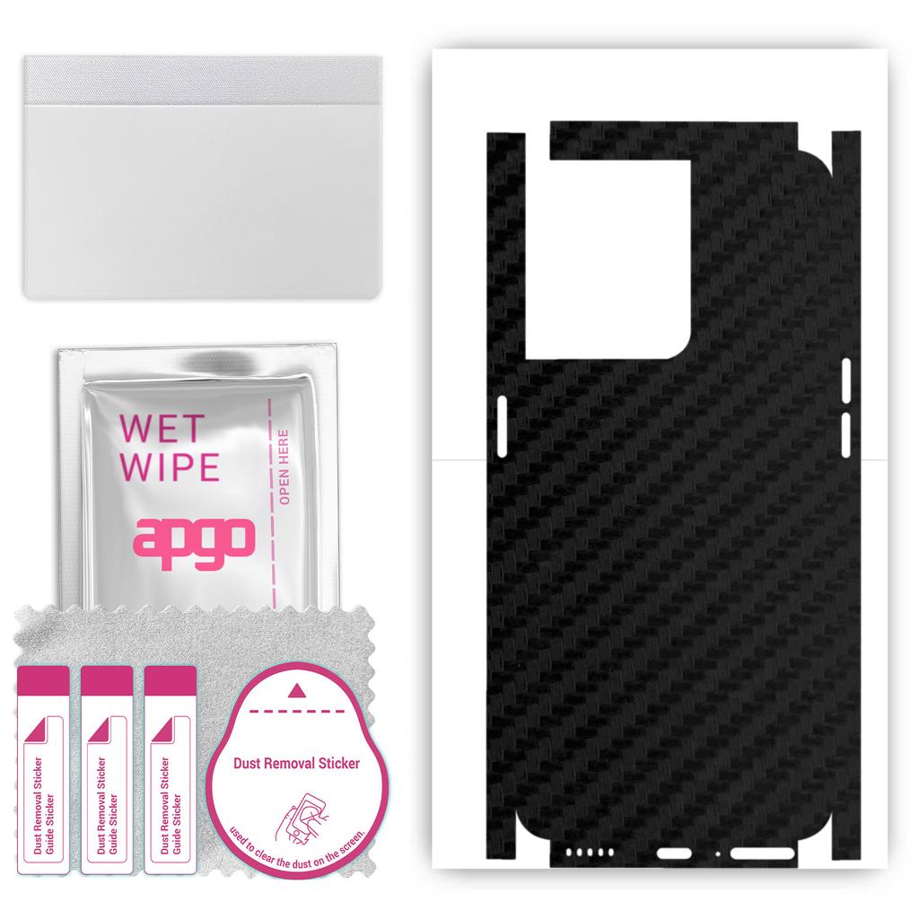 apgo Protective Skin Sticker for the Back+sides Compatible with Oppo Reno8, Full Wrap Film, Foil, Vinyl - Pattern Carbon Black