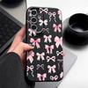 Розовый бантовый принт ударопрочный тонкий чехол для телефона Samsung S25 S24 FE S23 Ultra S22 A56 A36 A16 A55 A26 A35 кожаная текстура TPU мягкий матовый бампер чехол