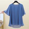 Шифоновая рубашка большого размера, женская одежда с короткими рукавами для матери, свободная и тонкая одежда для беременных, топы, рубашки с круглым вырезом