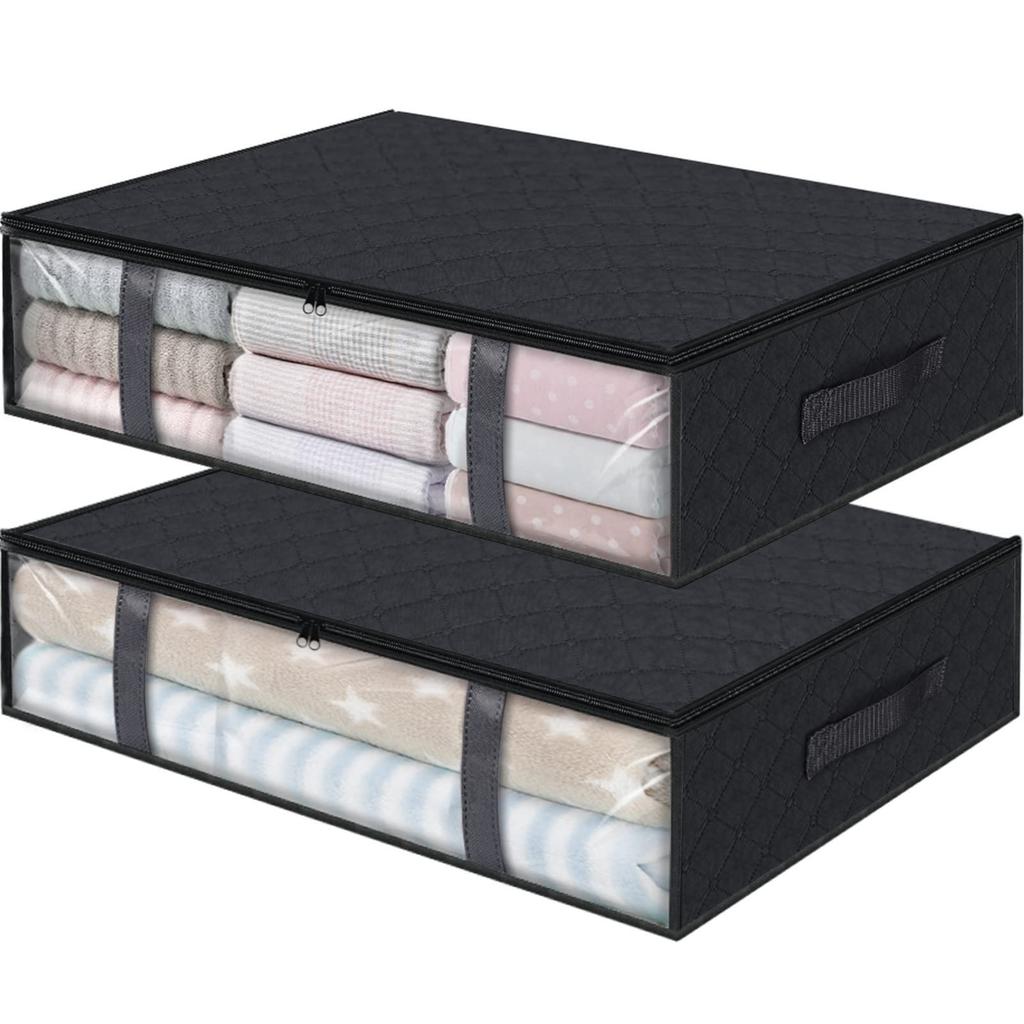 Foldable Under Bed Storage Containers with Clear Window Underbed Toy Organizers and Clothing Storage Bags Closet Storage Bins