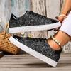 Plus Size Shoes for Women 36-43 Autumn Fashion Lace Up Flats Sequin Platform Shoes Zapatos De Mujer Non-slip Sneakers Women