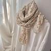 Floral Cotton and Linen Scarf New Korean Version Sunscreen Pleated Thin Retro Floral Printed Shawl Outer