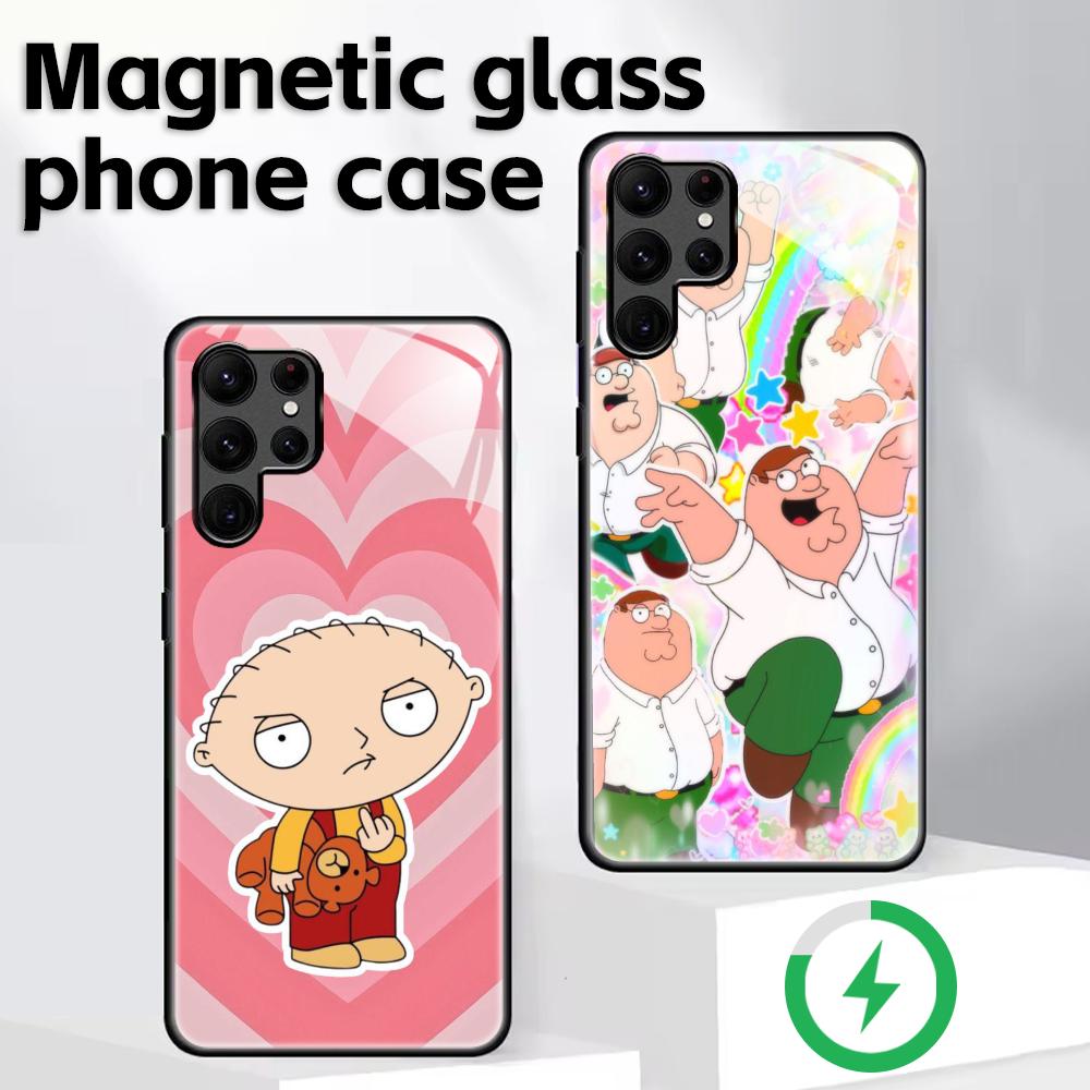 Anime F-Family G-Guy Phone Case For Samsung S26 S25 S24 S23 S22 S21 Plus Ultra Note20 Glass Magnetic Case