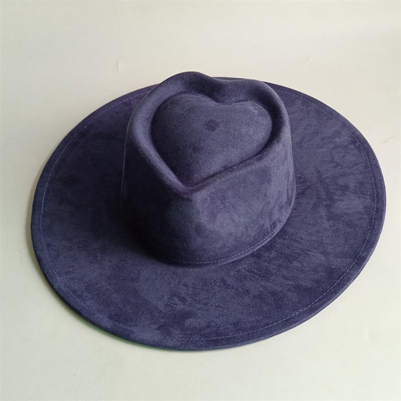 Vegan Suede Fedora Rancher Hats Blank Hats For Burning Multicolor Teardrop Shaped Top 9.5Cm Brim Unisex Jazz Hat Church Hat