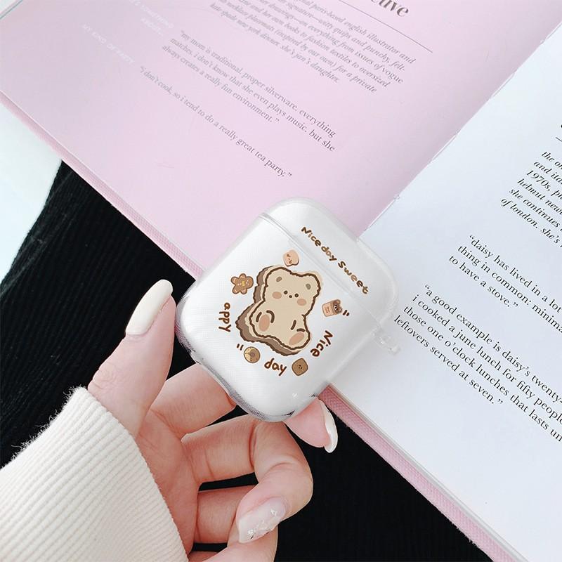 Tide brand cartoon bear AirPods 1/1st generation protective case, suitable for transparent Apple Pro1st generation Bluetooth headset soft case female