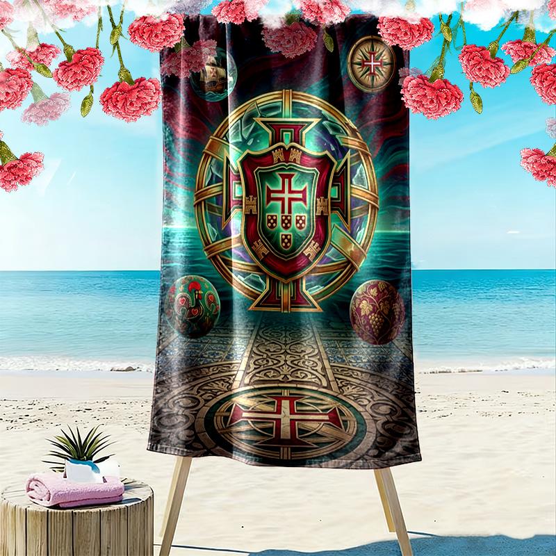 Portuguese Heritage Emblem beach towel soft Outdoor camping swim Outdoor pool towel quick-drying swim towel Travel and vacation towels beach printing