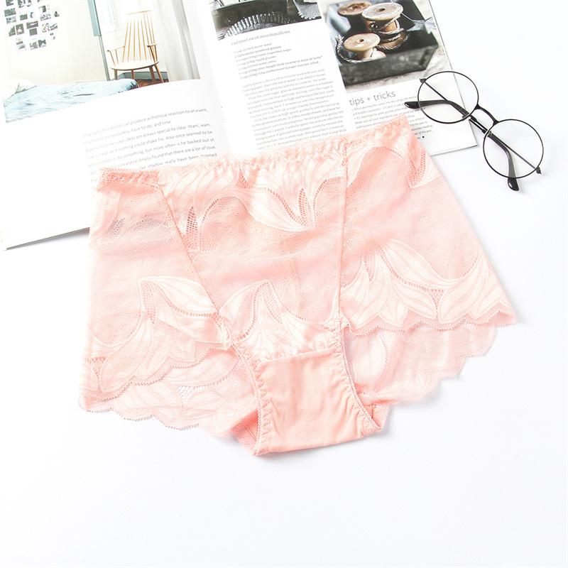 14 Color Women Ultra-thin Lace Panties Mid Waist Breathable Sexy Lingerie Europe Plus Size Briefs Abdomen Hip Lift Knickers