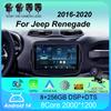 Автомобильное радио Android 14 Carplay для Jeep Renegade 2016 2017 2018 2019 2020 Навигация GPS Мультимедийный проигрыватель стерео WiF+4G 360 Камера