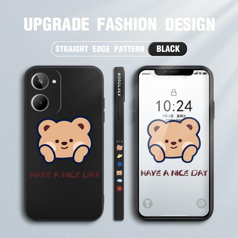 Прекрасный милый чехол для телефона с мультяшным медведем для IPhone 14 13 12 11 Samsung Galaxy S23 S22 A52 A52S, мягкий, полная защита, квадратный жидкий силиконовый чехол