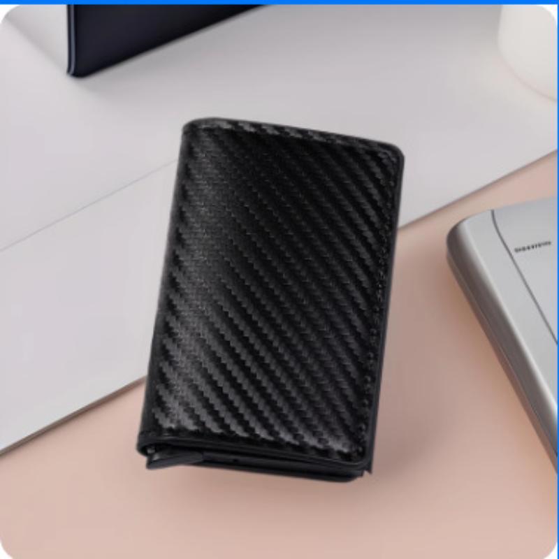 Minimalist Carbon Fiber Men Wallet RFID Blocking Aluminum Card Holder Thin Business Purse for Daily Carry