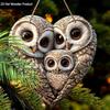 2D Flat Wooden Tag, Home Wall Decoration, Housewarming Gift for Friends, Three Owl Pattern
