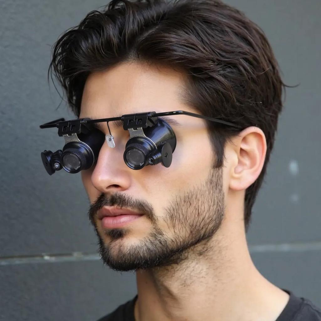 Лупа с двойной линзой 20-кратного увеличения, подходит для оценки ювелирных изделий и ремонта часов, эргономичный дизайн, удобное использование