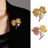 Women Brooch Maple Shape Enamel Oil Dripping Faux Pearl Decor Retro Anti-slip Polished