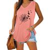 Women Fashion V Neck Tank Top Summer Casual Printed Sleeveless Top
