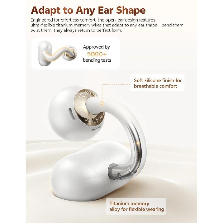 QCY CT06 Clip On Earbuds Crossky C50 Open Ear Wireless Bluetooth 6.0 Headphones with 4 Mic 35H Earbuds Comfortable for Running