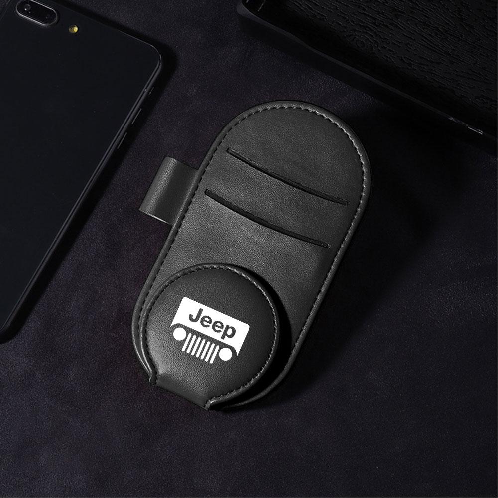 AIY5 Car Sun Visor Glasses Clip Sunglasses Organizer Key Card Holder For JEEP Wrangler Renegade Grand Cherokee Liberty JK Accessories