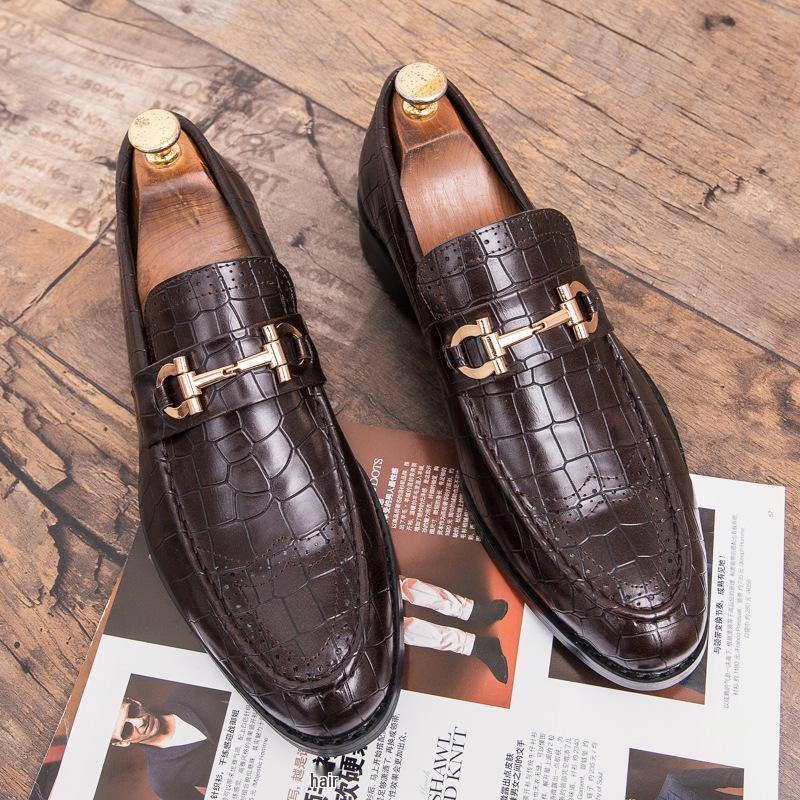 Мужские осенние британские кожаные туфли Brogue - Увеличивающие рост, Корейский стиль, Формальные деловые, Повседневные, Большие размеры в наличии