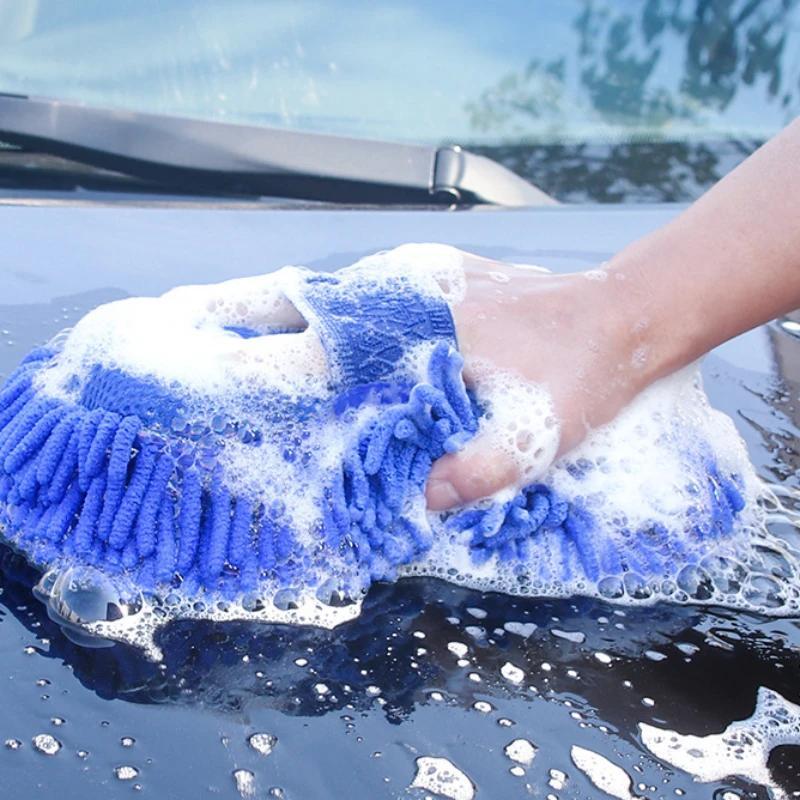 Car Cleaning Glove Microfiber Chenille Car Wash Sponge Care Washing Detailing Brush Pad Multifunction Cleaning Tool