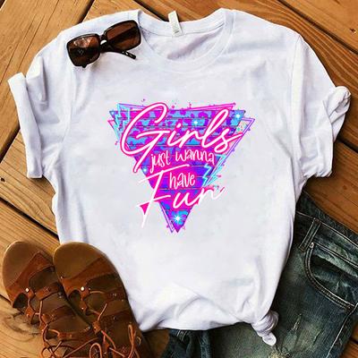 Новые смешные футболки с принтом 'Girls Just Wanna Have Fun', модные женские футболки с коротким рукавом, крутые летние повседневные топы
