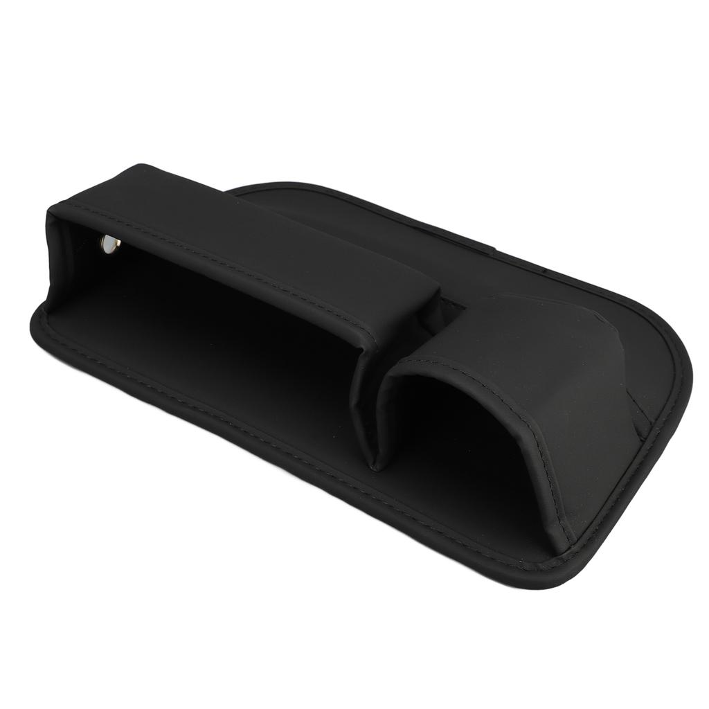 Car Seat Filler Storage Bag with Phone and Cup Holder Multifunctional PU Leather Side Seat Crevice Organizer Black