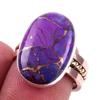 Natural Purple Copper Turquoise 925 Sterling Silver Two Tone Ring Size 6.5 K4L46