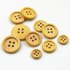 5pcs Natural Boxwood Round Edge Four-Eye Buttons, Children'S Buttons, Knitted Sweaters, Handmade Material Buttons
