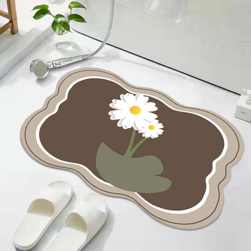 Нескользящий впитывающий коврик для двери ванной комнаты Fresh Flower