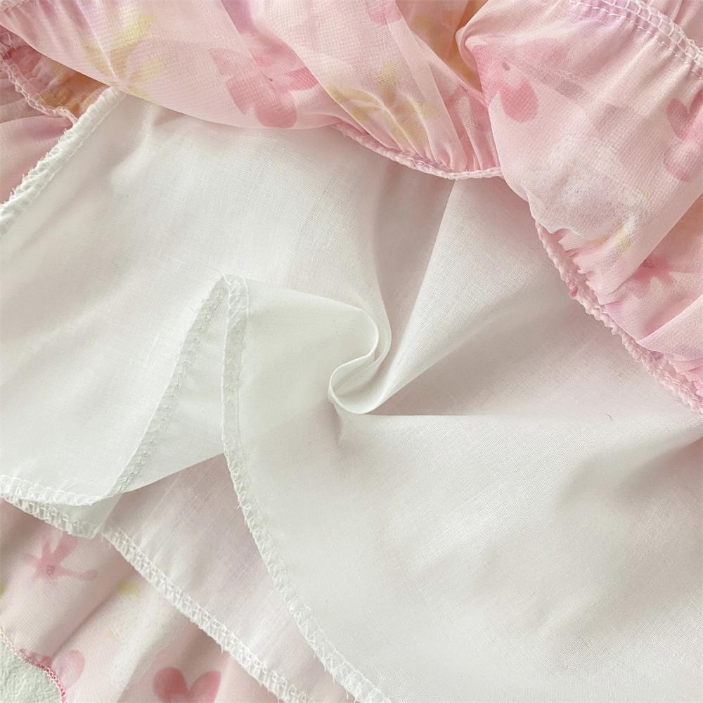 Повседневные платья для девочек Платье с цветочным принтом и рукавами-крылышками Платья для девочек-цветочниц на свадьбу Платье принцессы для девочек от 2 до 7 лет