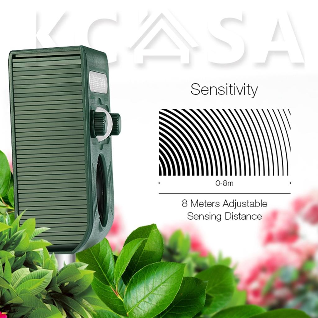 KCASA KC-JK369 Ultrasonic PIR Sensor Solar Animal Dispeller Strong Flashlight Animal Repeller