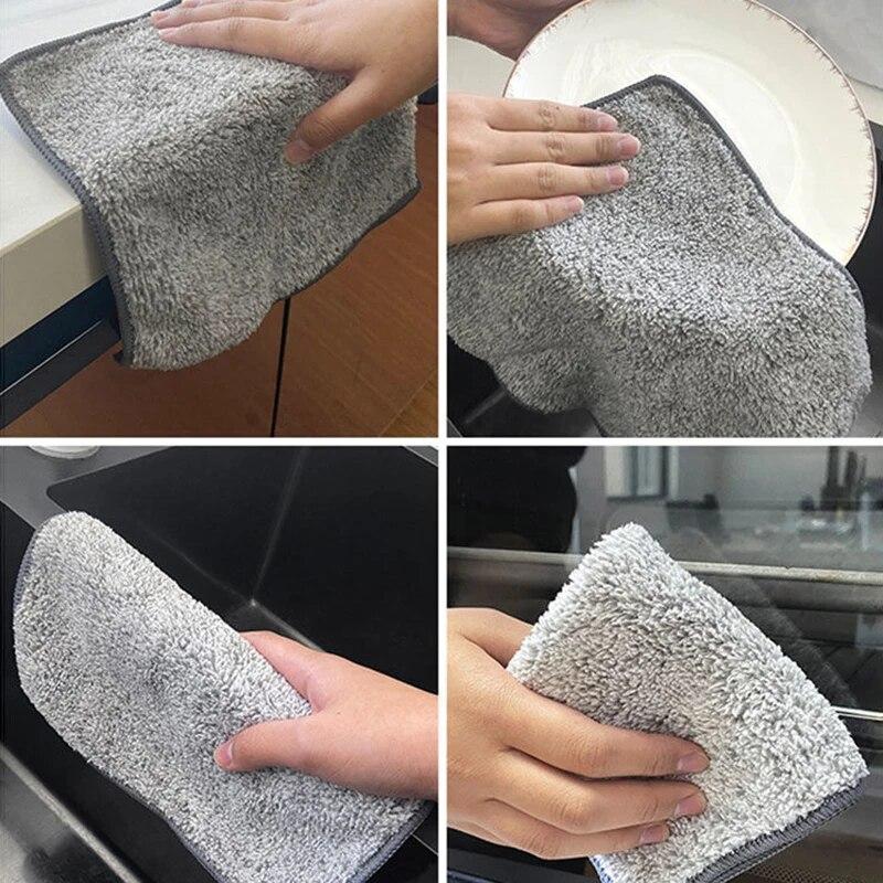 5 Pieces of Kitchen Oil Proof Bamboo Charcoal Fiber Cloth, Household Dishcloth, Cloth, Fork Wiping Cloth