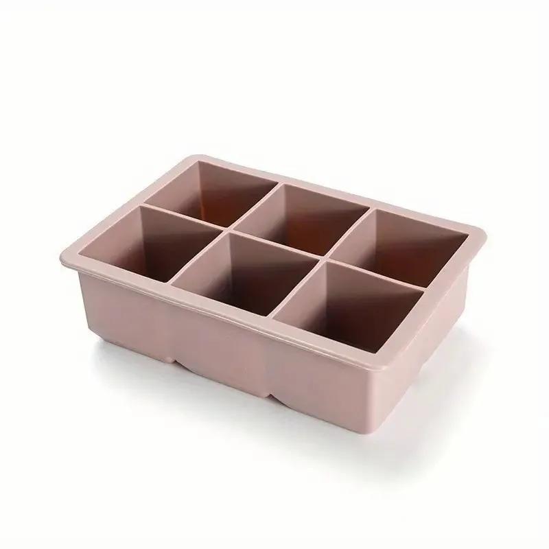 1 Ice Cube Without Lid, 6 Square Food-grade Silicone Ice Cube Mold, Ice Cube Tray, Ice Cube Maker, Whiskey Ice Cube Mold