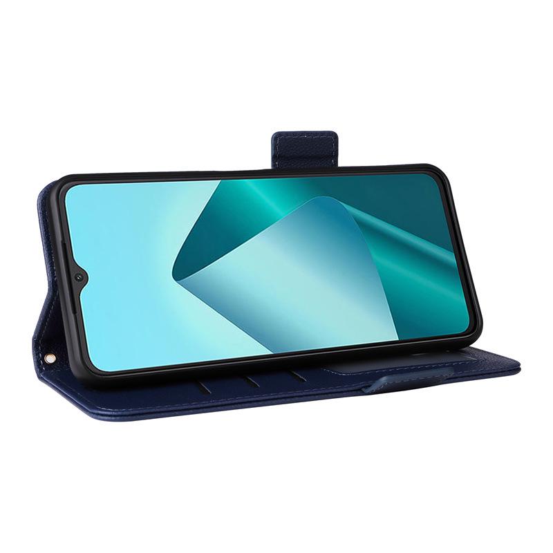 Кожаный чехол Wiko T20 с рисунком личи, слотом для карт и ремешком