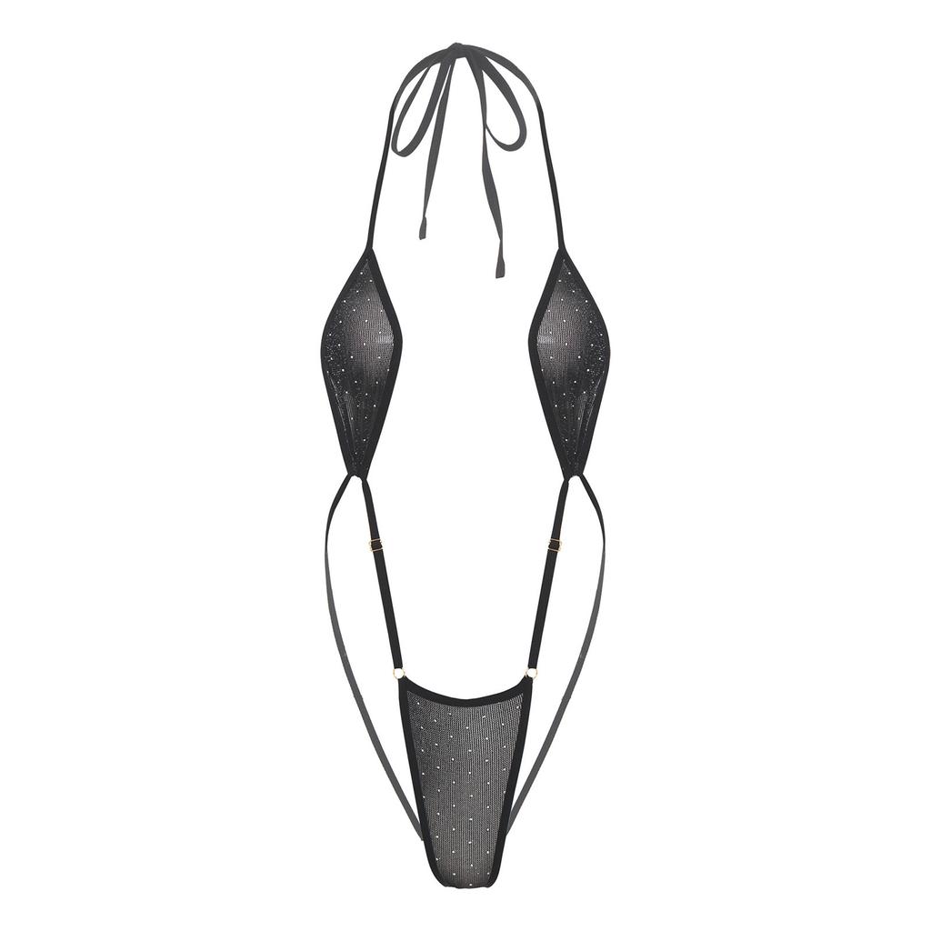 Womens Micro Bikini Halter Bodysuit T-back Monokini Swimwear Nightwear