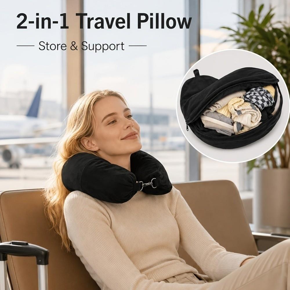 Space-Saving Travel U-Shaped Pillow Fillable Design Travel Neck Pillow Travel Essentials
