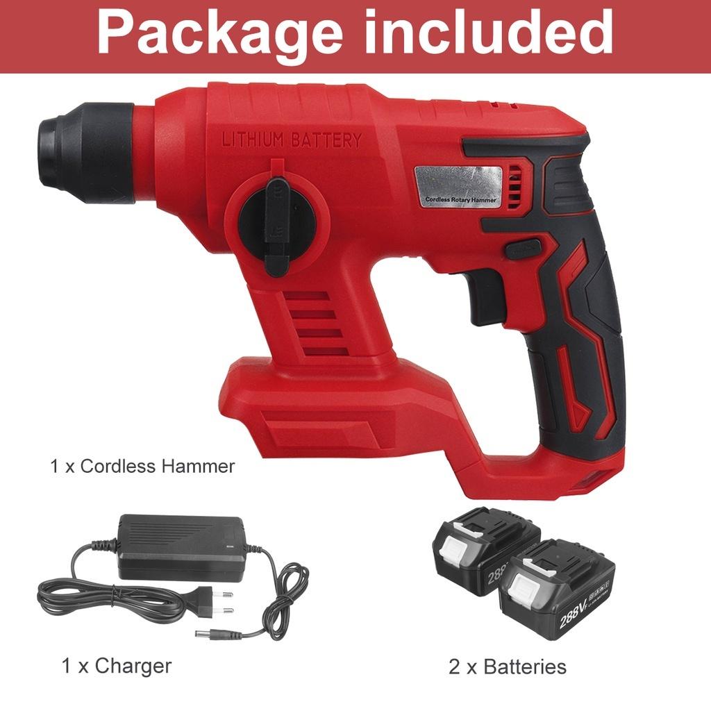 288VF Red Rechargeable Electric Impact Drill Rotary Hammer Cordless Brushles Hammer Electric Drill Tool