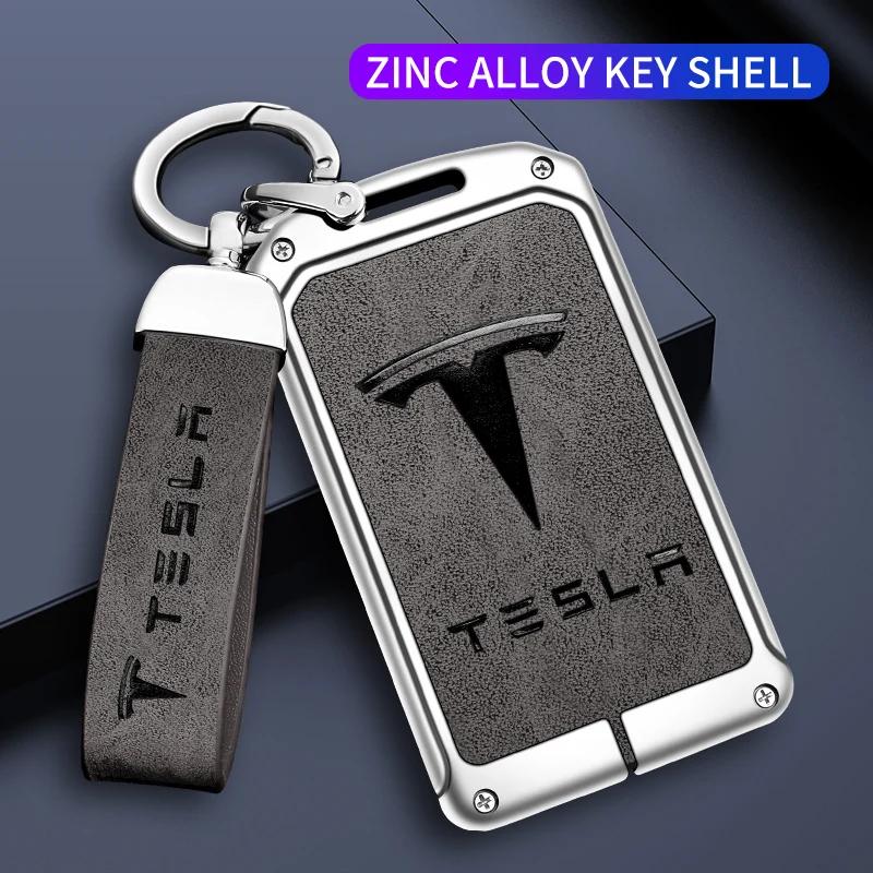 Car Metal Key Case Cover For Tesla Model 3 Model S Model X Model Y Roadster Cybertruck Keyless Card Protector Holder Accessories