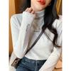 Autumn and Winter Semi-turtleneck Thickened German Velvet Long-sleeved Shirt Women's Warm Bottoming Shirt Slim and Thin Suit Inner Top