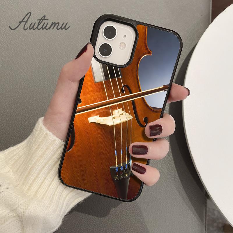 Деревянный Чехол для Телефона Скрипка Виолончель для iPhone 17 Air 15 16 16e 11 12 13 14 Pro Max Plus Чехол coque Fundas Оболочка